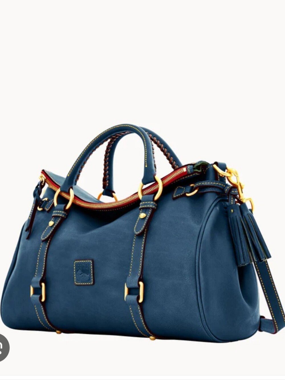 Dooney & Bourke Large Florentine Leather Satchel Blue / Teal With Red Interior